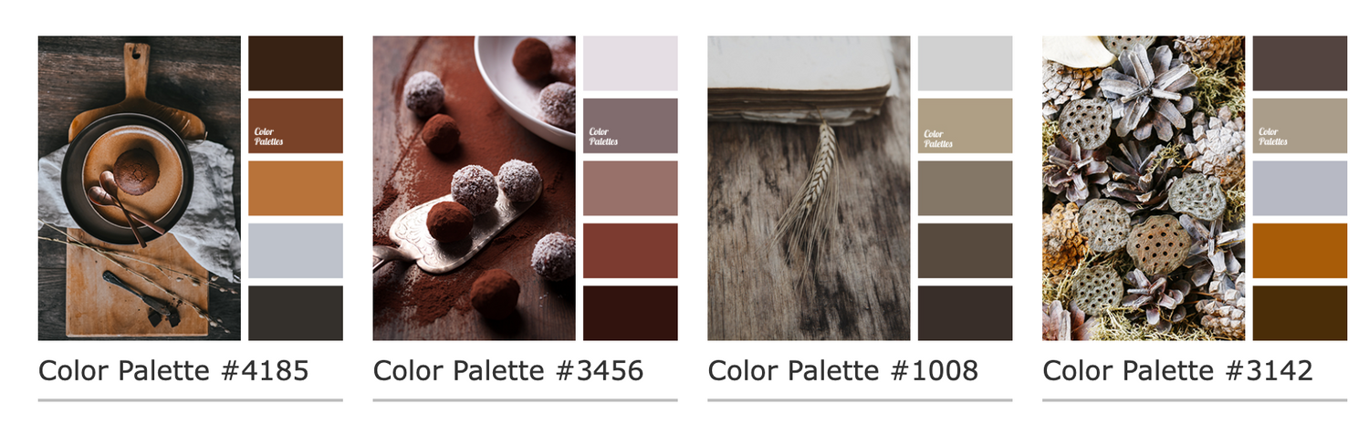 Various color pallets reflecting Fall color schemes.