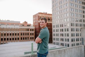 Senior pictures in downtown Wichita KS city view