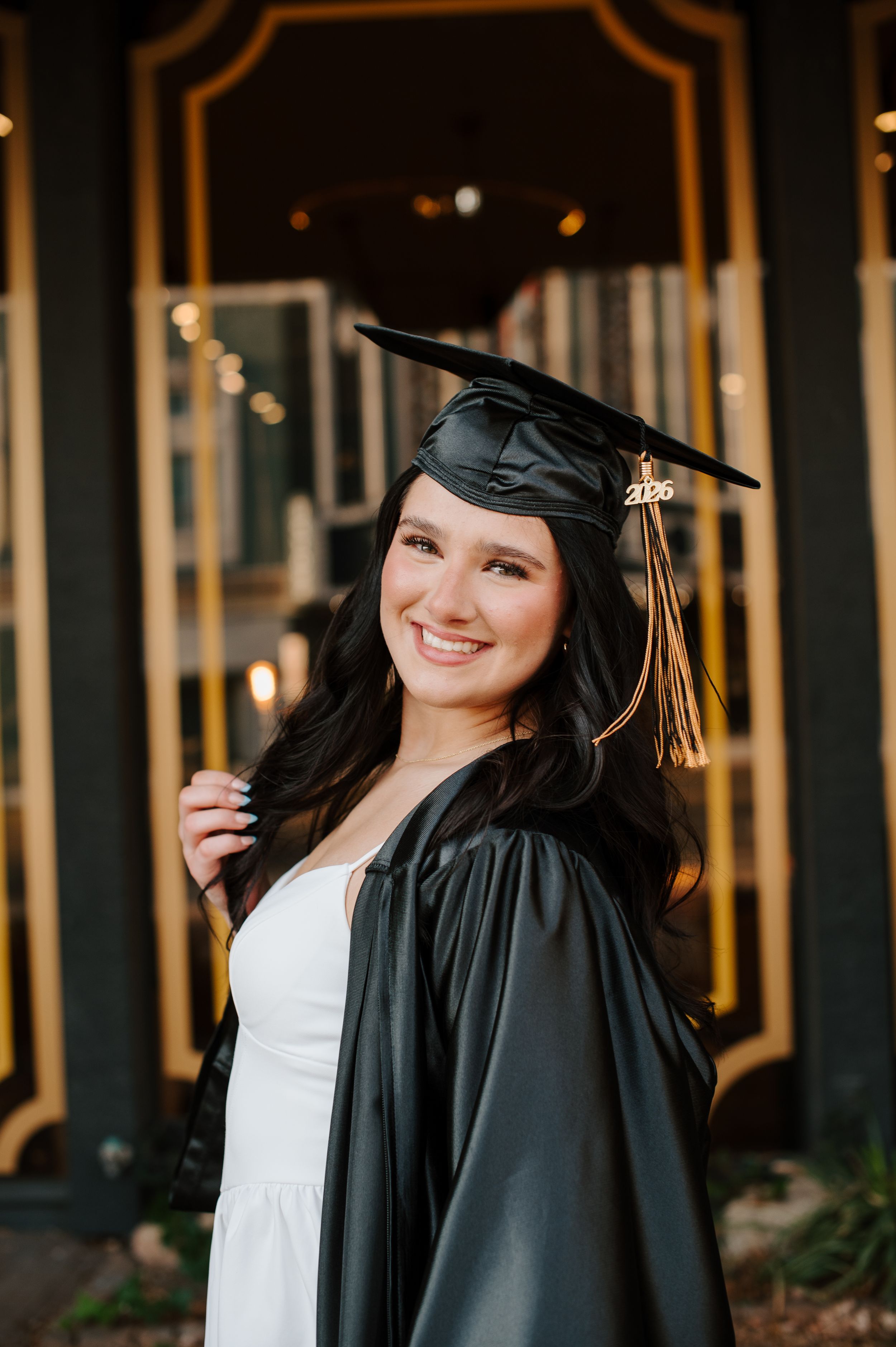 Wichita senior photographer cap and gown session downtown