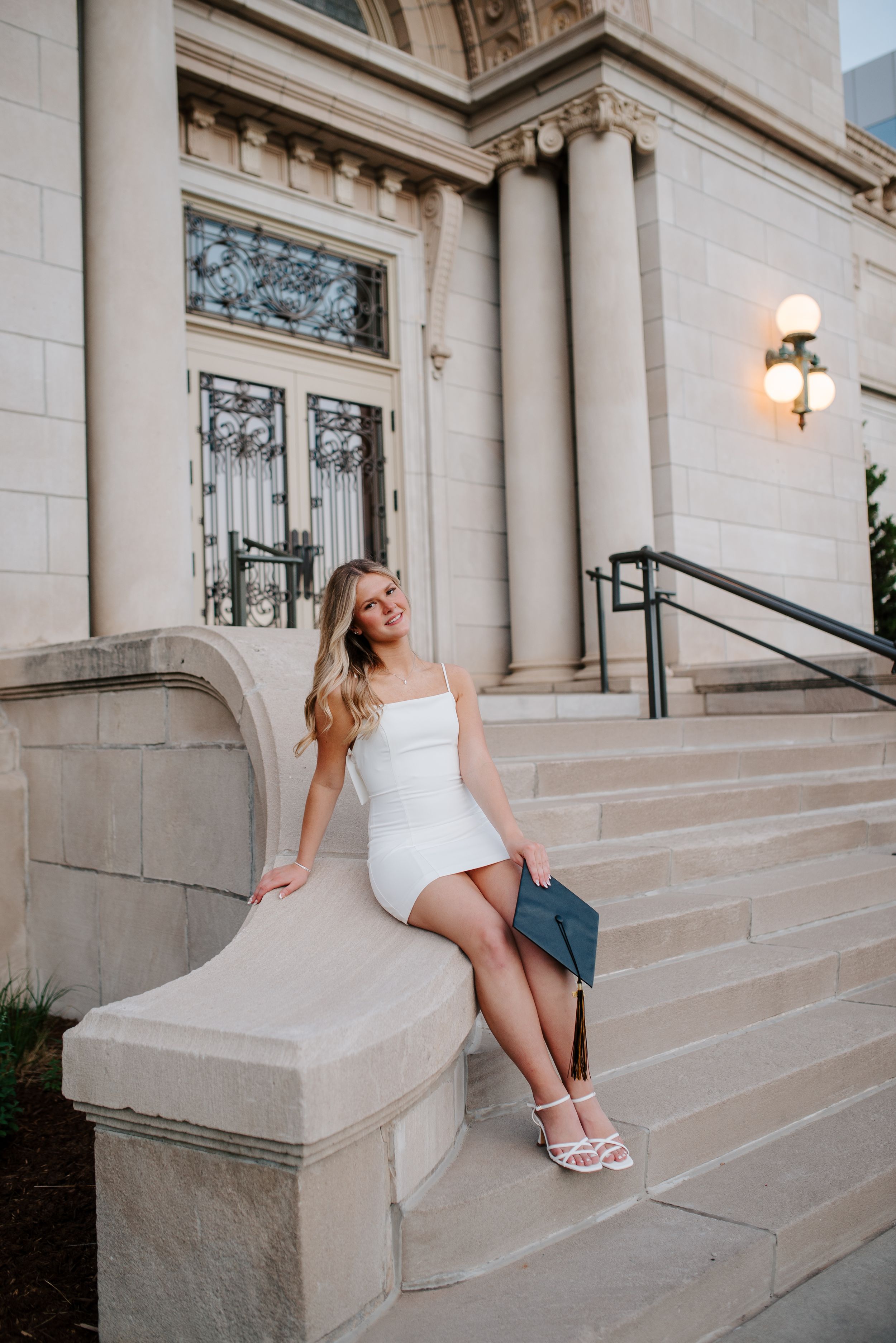 Wichita senior photographer cap and gown session downtown