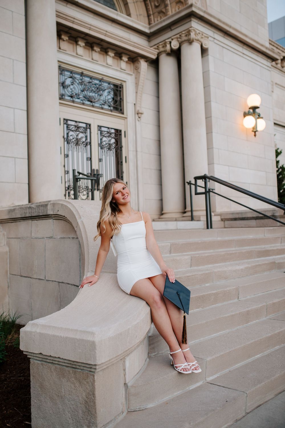 Wichita senior photographer cap and gown session downtown