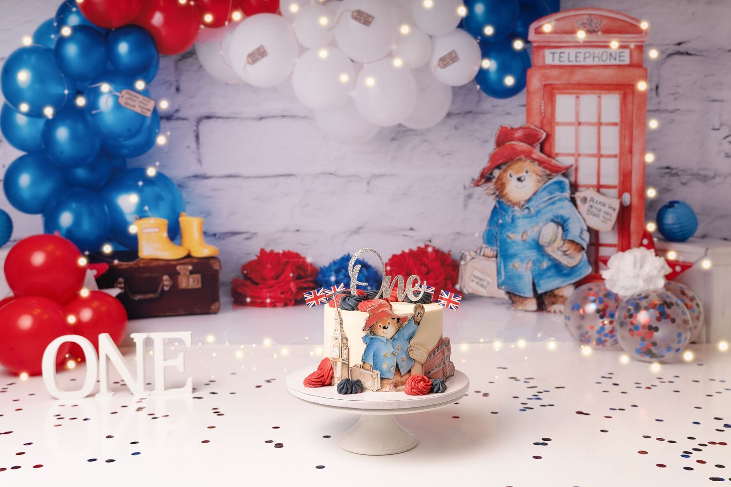 Paddington Bear Cake Smash setup in Hayes, Hillingdon Photography Studio