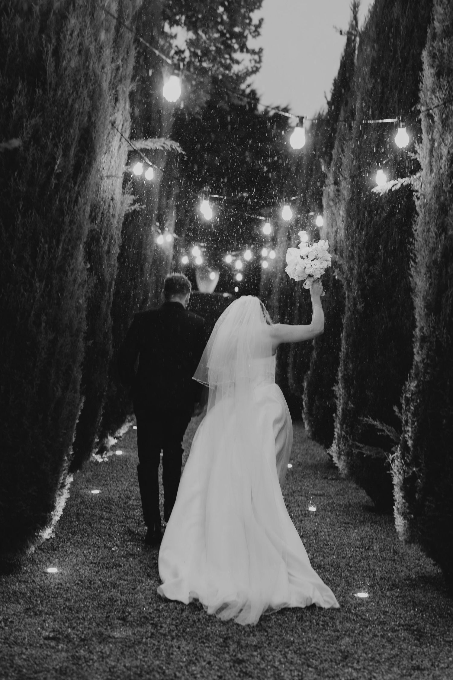 Bride and groom in garden setting at Mandalay House wedding in South Australia, surrounded by greenery and soft natural light
