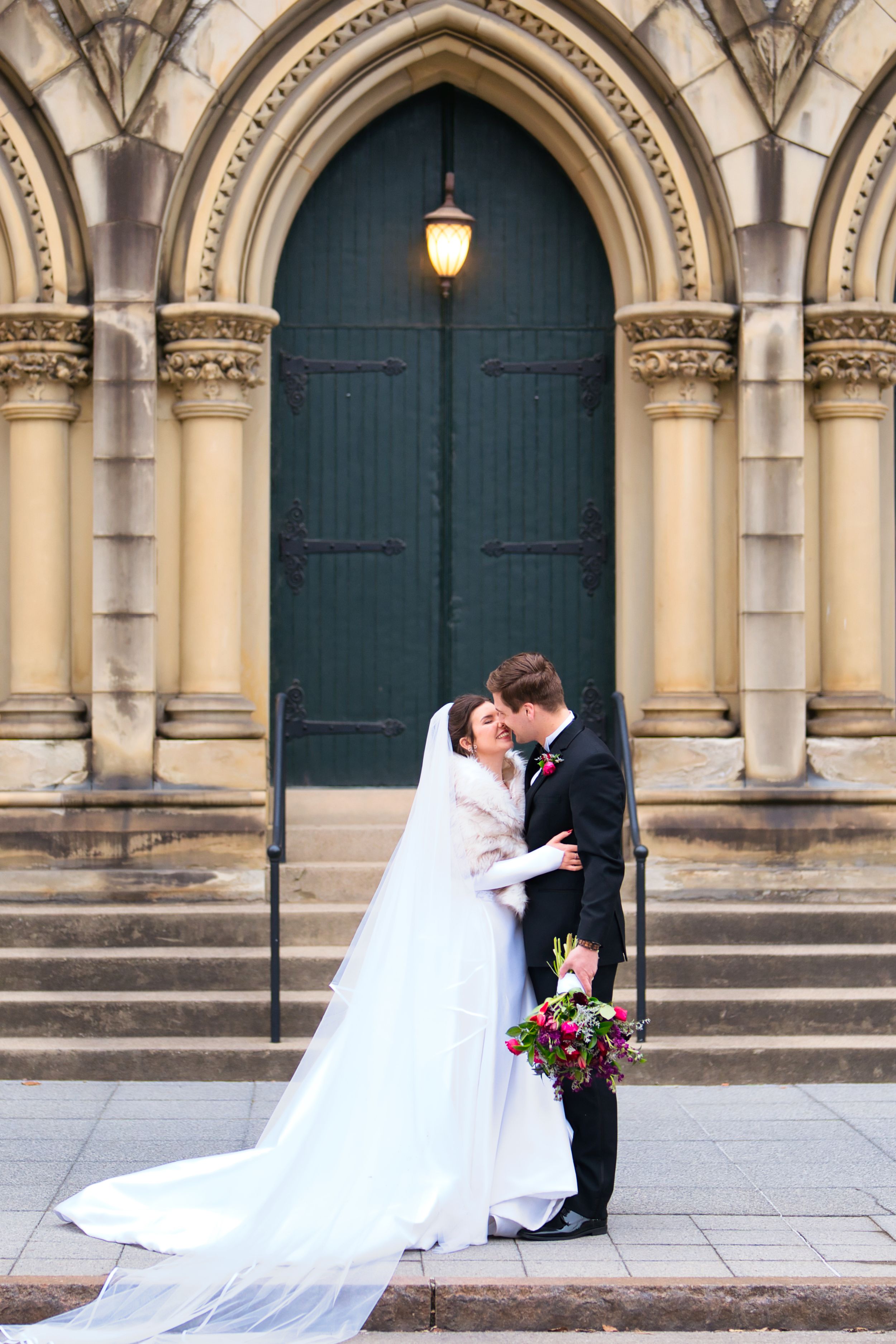 Bride and Groom Couple's portraits after the ceremony at downtown Cincinnati Ohio wedding venue : Cincinnati Ohio Wedding Photographer