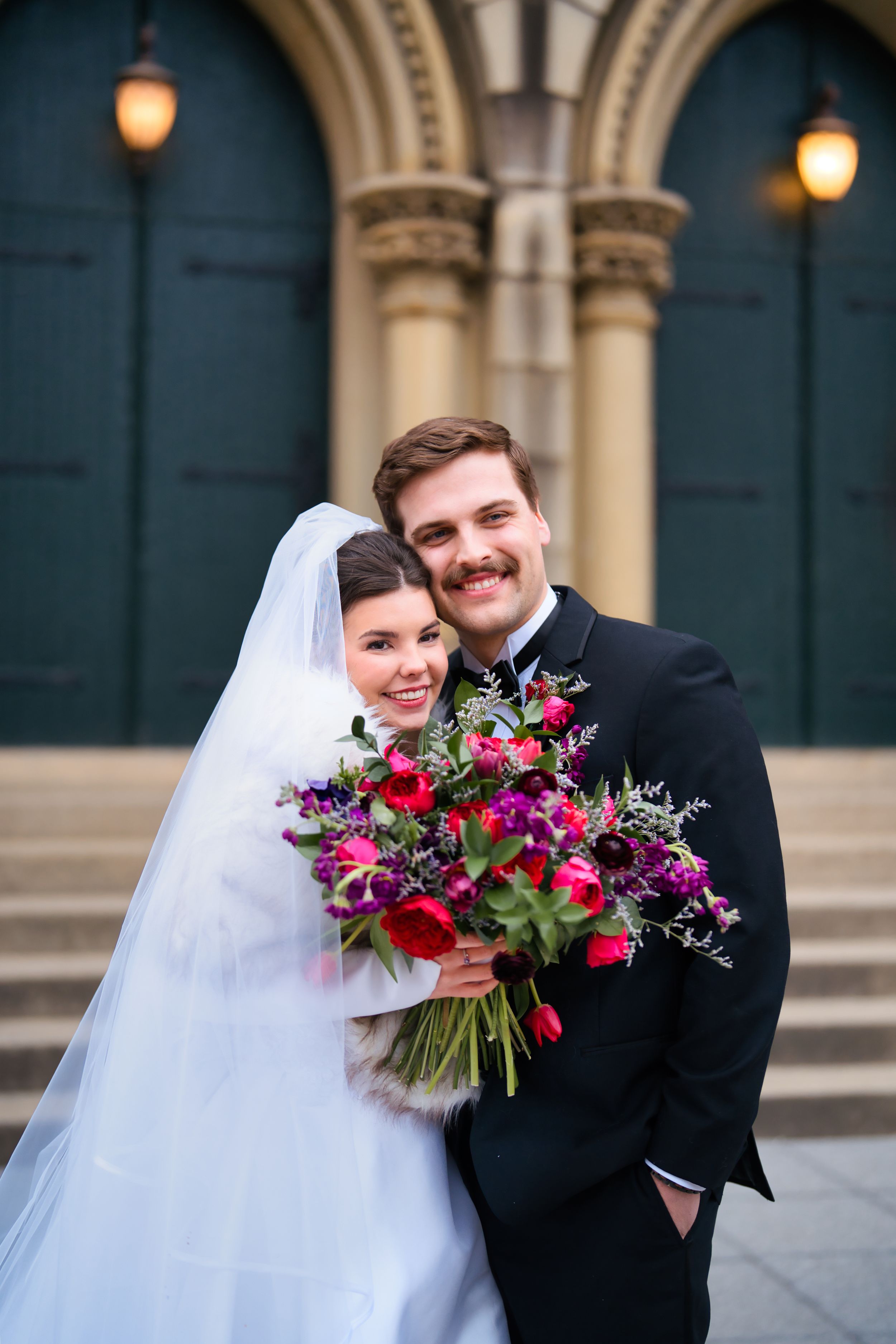 Bride and Groom Couple's portraits after the ceremony at downtown Cincinnati Ohio wedding venue : Cincinnati Ohio Wedding Photographer
