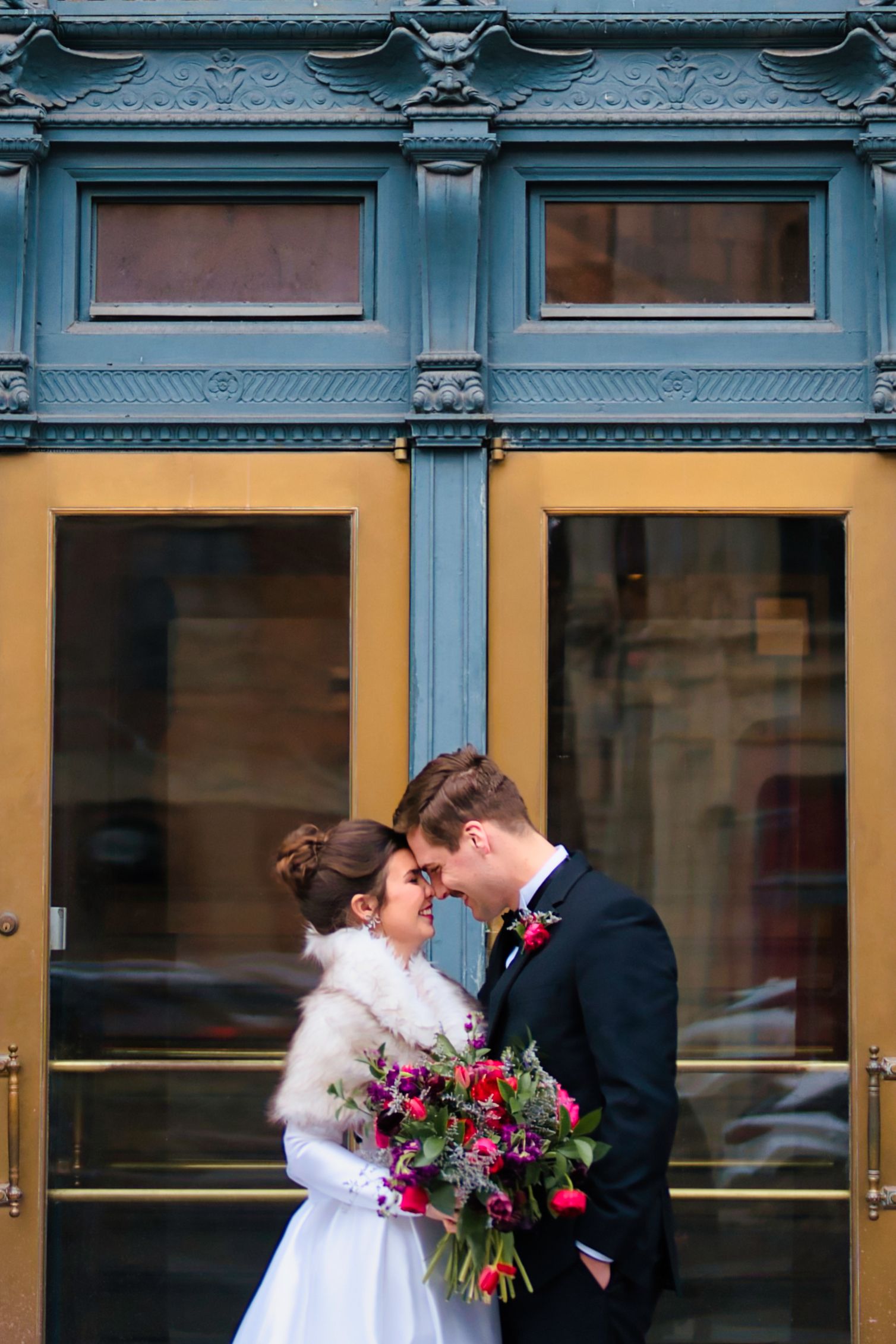 Bride and Groom Couple's portraits after the ceremony at downtown Cincinnati Ohio wedding venue : Cincinnati Ohio Wedding Photographer