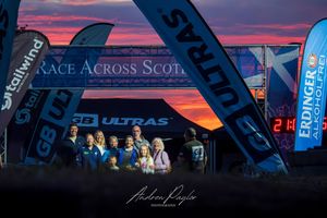 GB Ultras Race Across Scotland finish line, at sunset