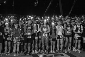 Black and White, Ultra runners on teh start line at Cheshir eRing 100