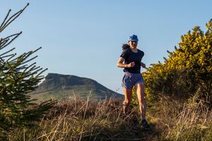 Trail Runner in front of Roseberry Topping