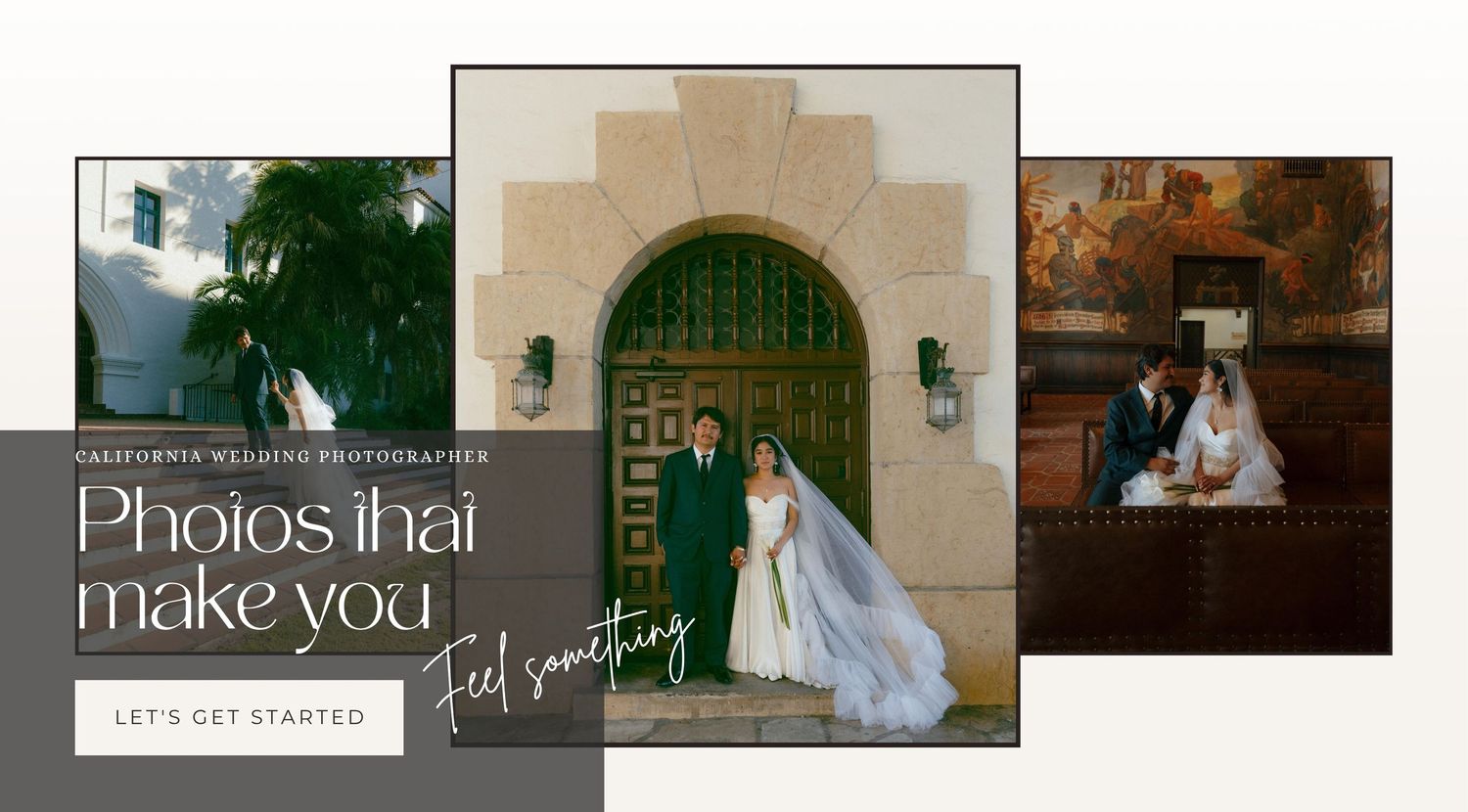 A collection of wedding photography displayed in a horizontal layout.