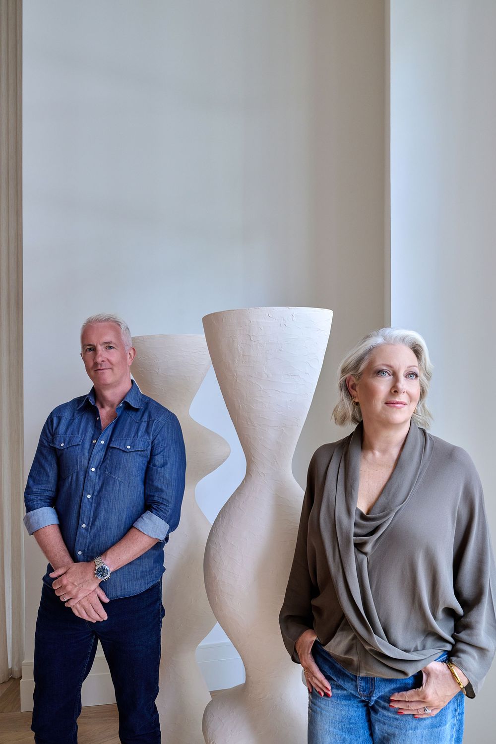 Natural, authentic corporate portraits of Phil Waterson & Claudia Riga De Spinoza from Mhòr Studios at The Whitely, Queensway London.