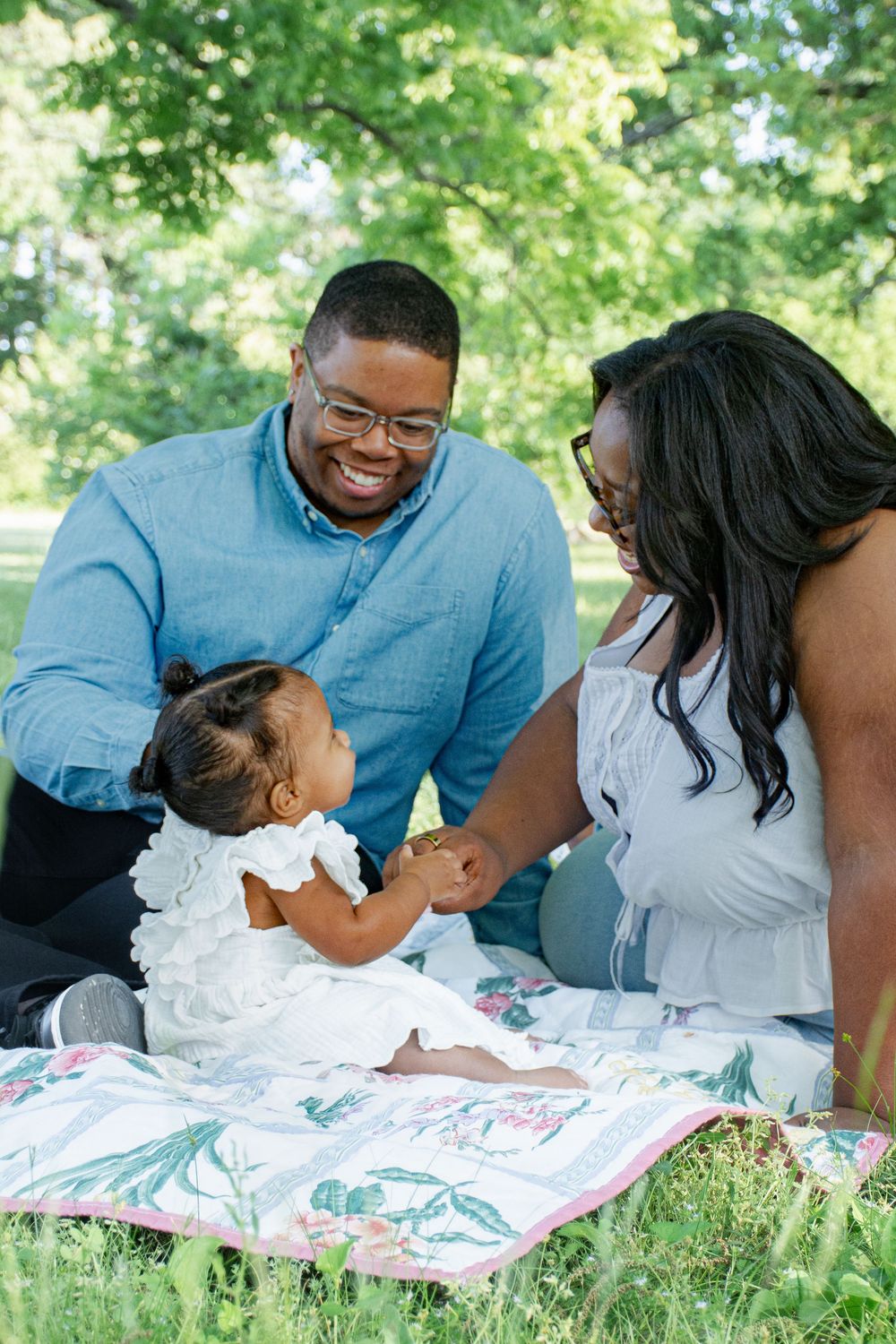 family on a picnic blanket