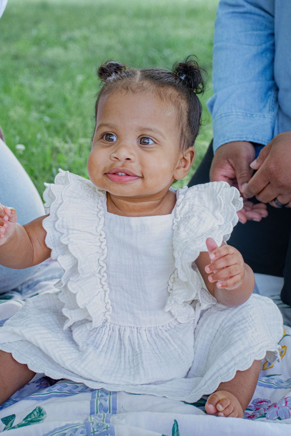 baby on a picnic blanket