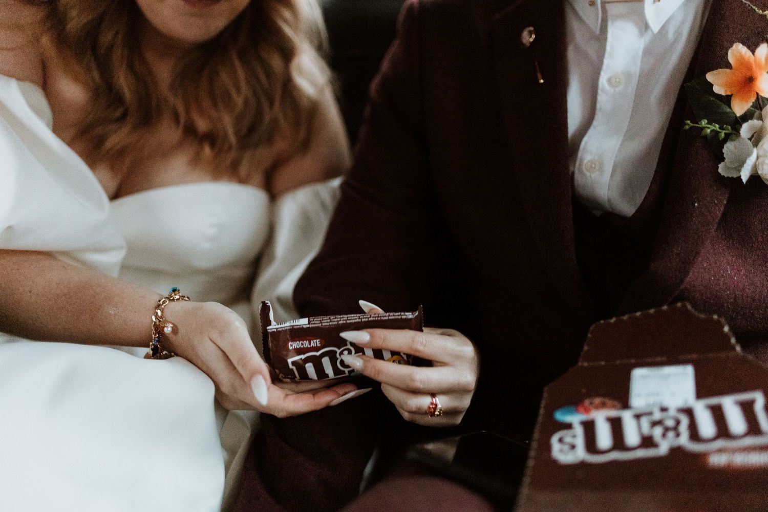 The little moments m&m's in the back of the the black cab