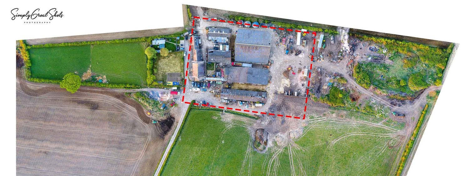An aerial photograph of a farm defining land boundaries