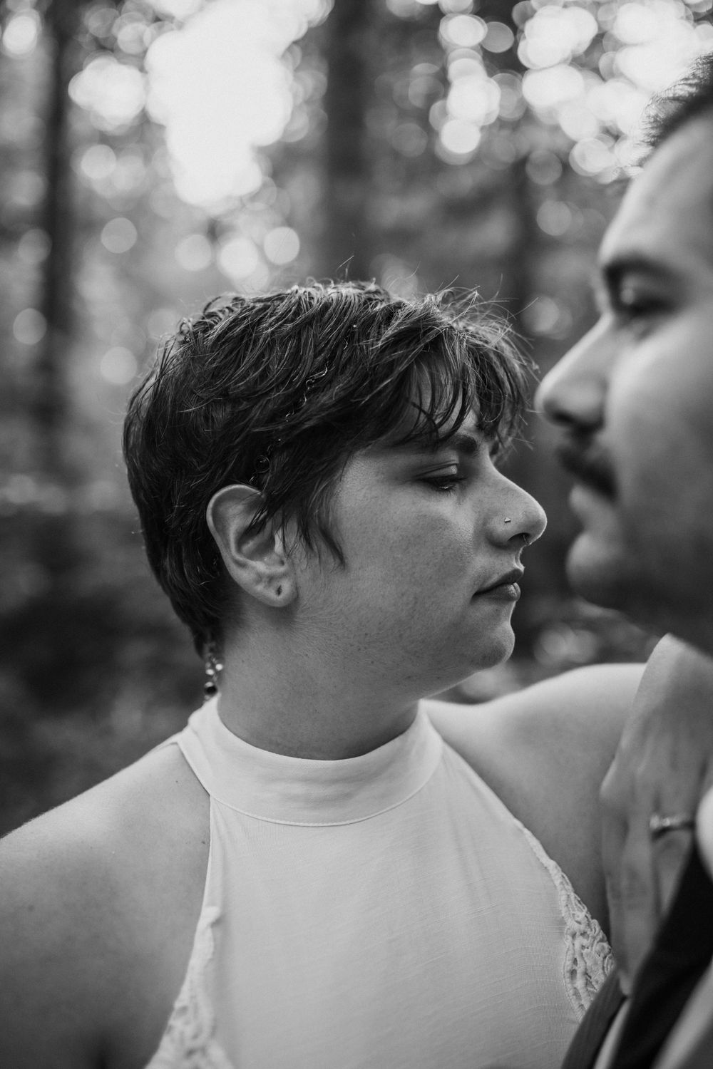bridal portrait in forest elopement in virginia beach, virginia