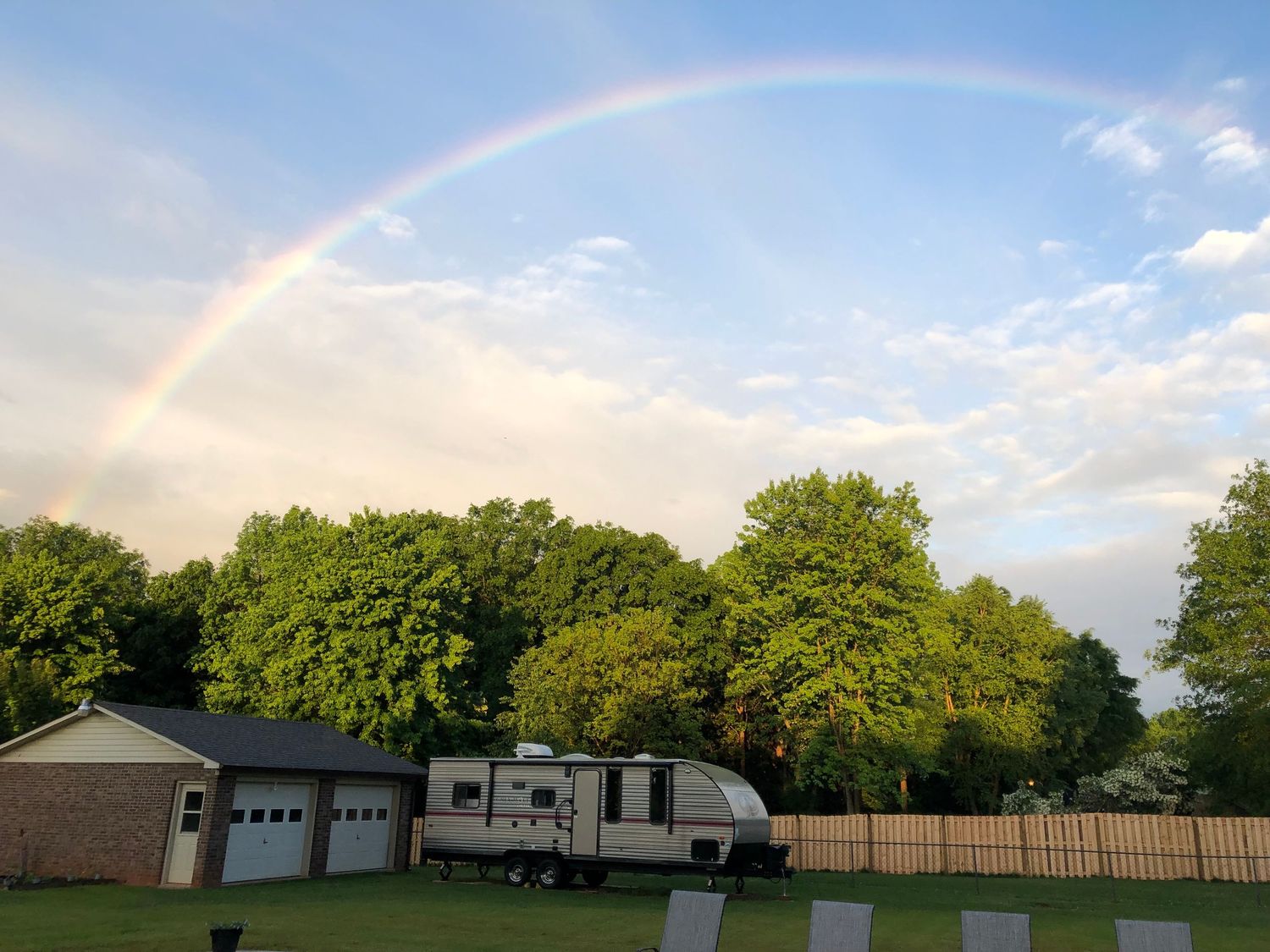 Rainbow landscape, sunrise