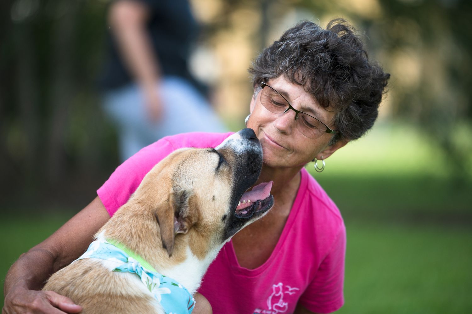 woman and rescue dog in Houston