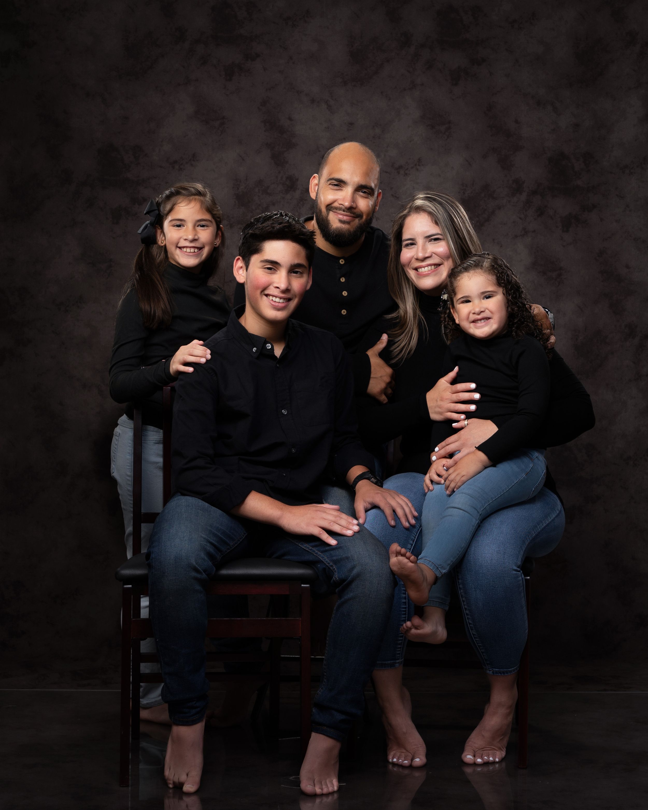 In studio family portrait