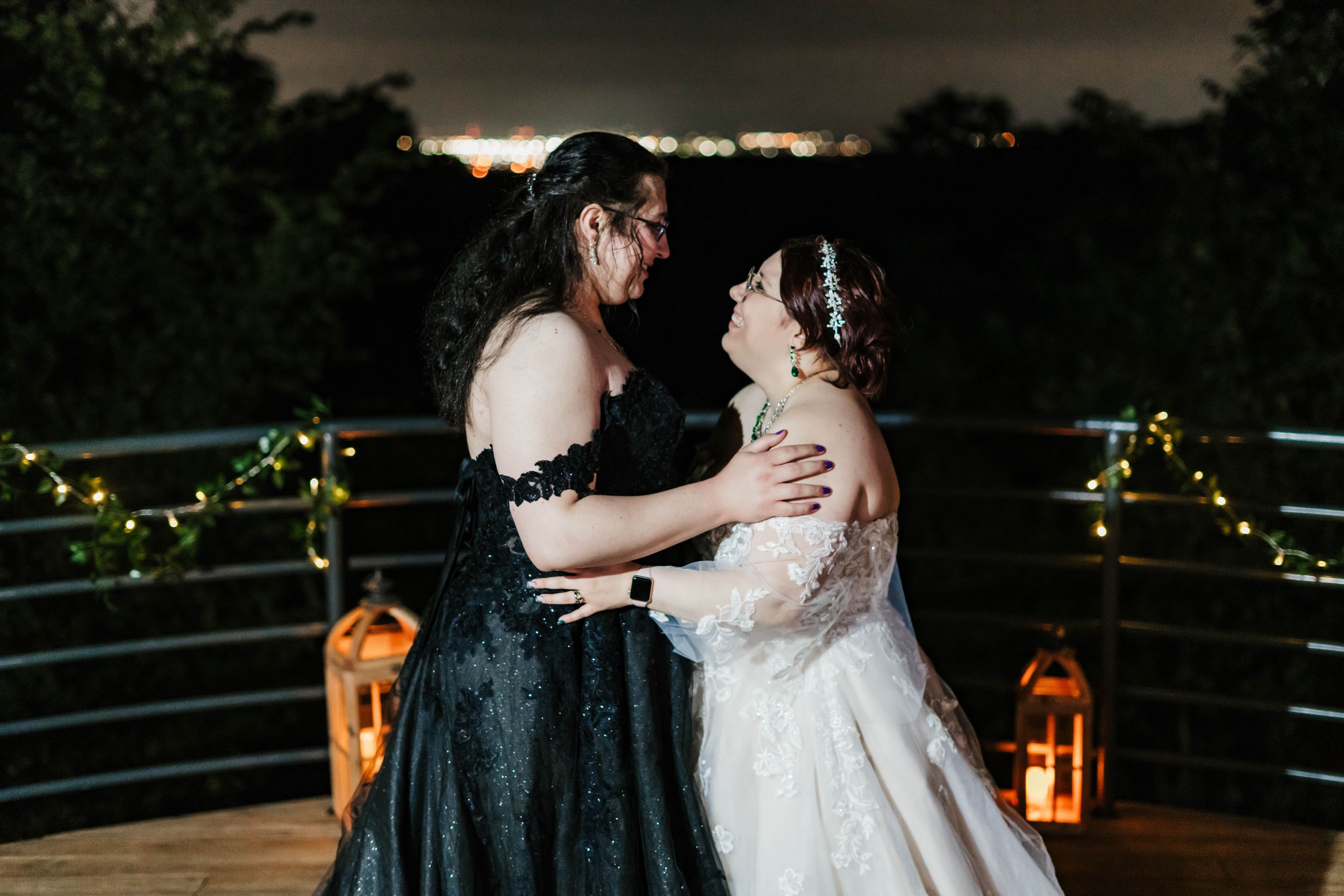 couple dancing at night
