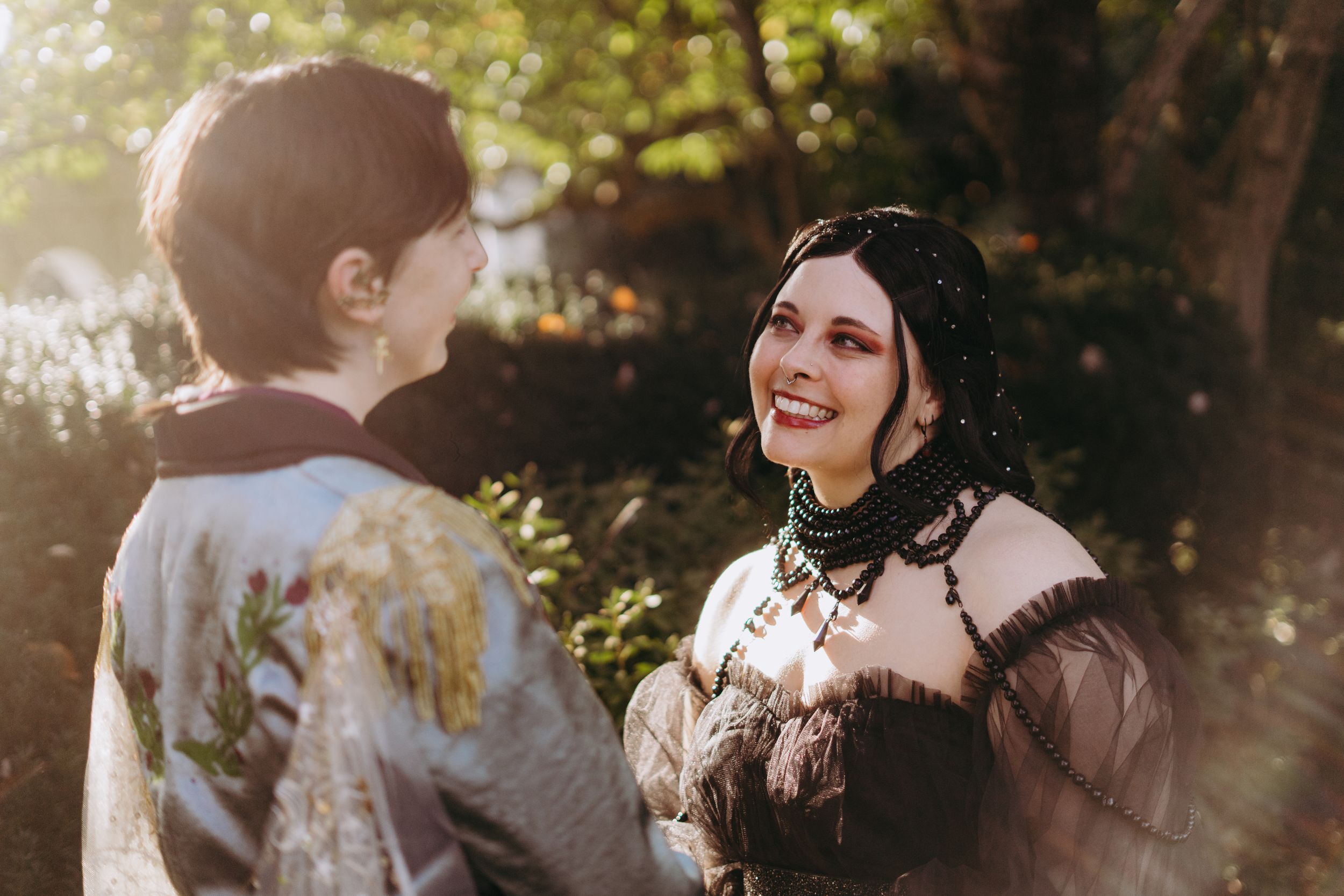 couple gaze at one another