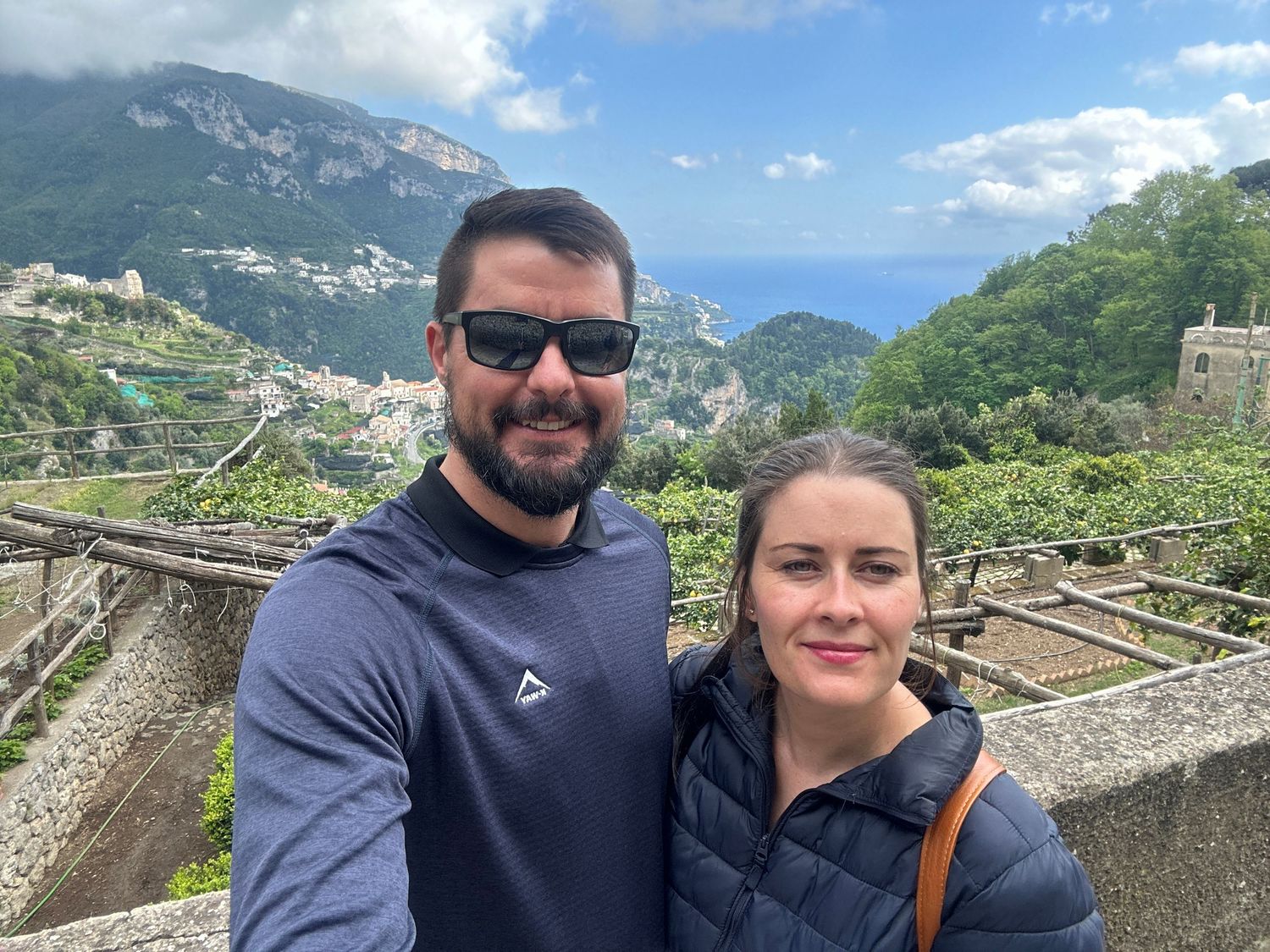 Ruan and wife enjoying a scenic view in Ravello, Italy