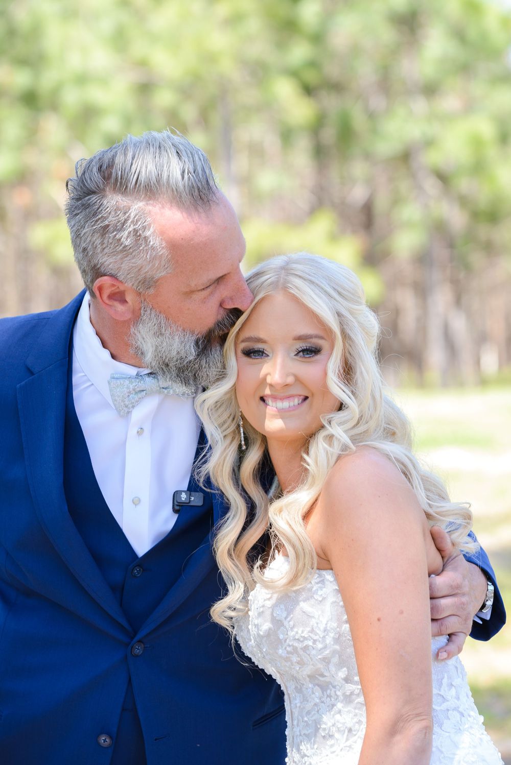 bride and father first look at little red wagon farms