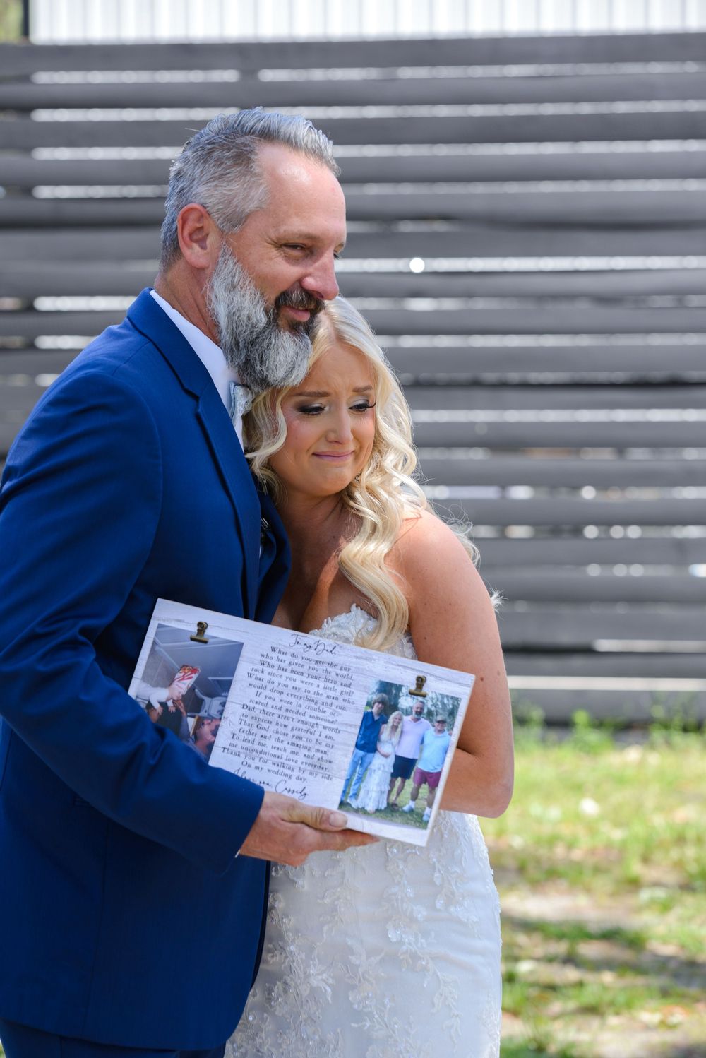 bride and father first look at little red wagon farms