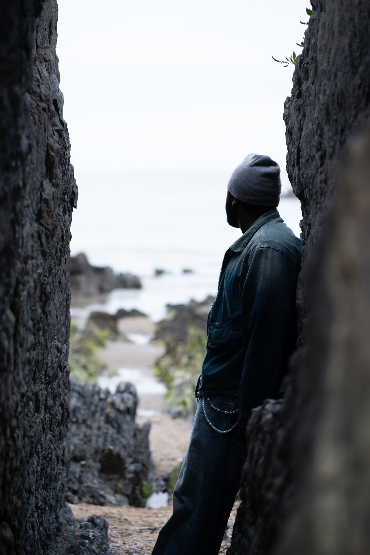 A man looking over the horizon