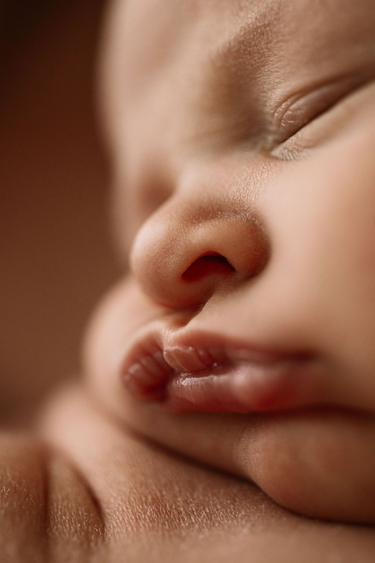 close up fine detail macro lips newborn photography session in Perth