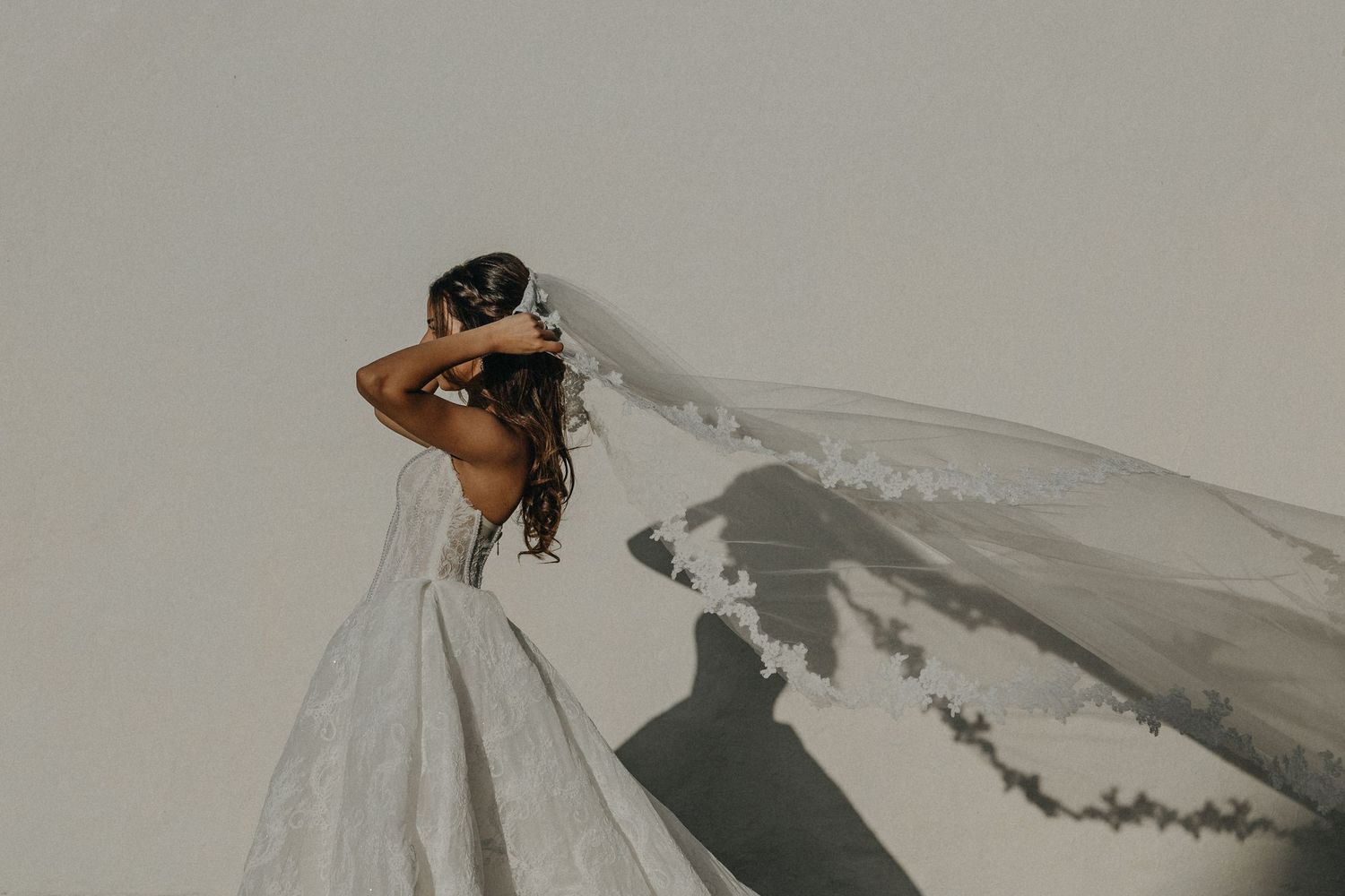 A bride in her wedding dress