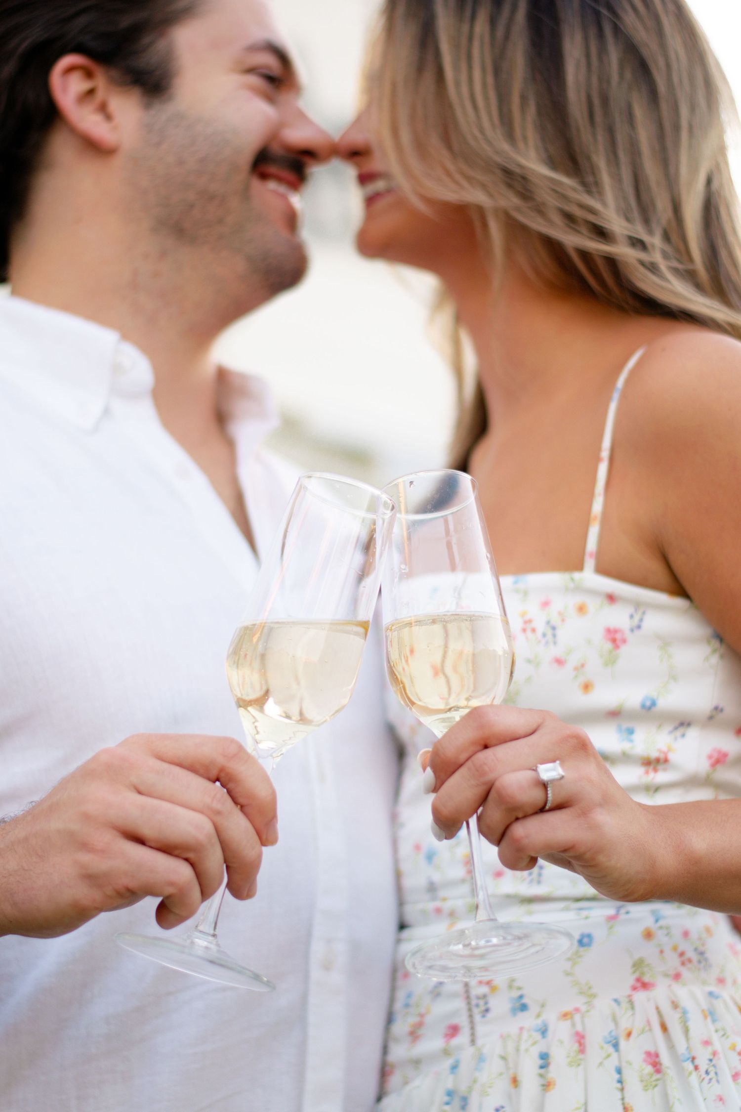 Engagement shoot, champagne toast