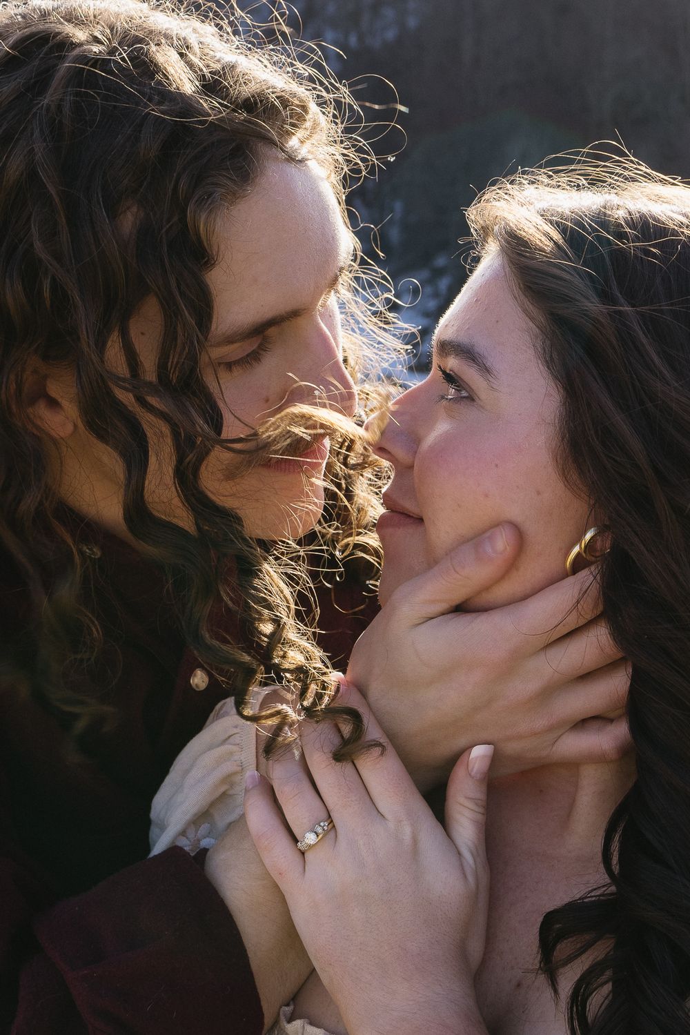 Two people share passionate kisses in a series of intimate black and white close-up shots. Castle  Ladyhawke Wedding Photographer