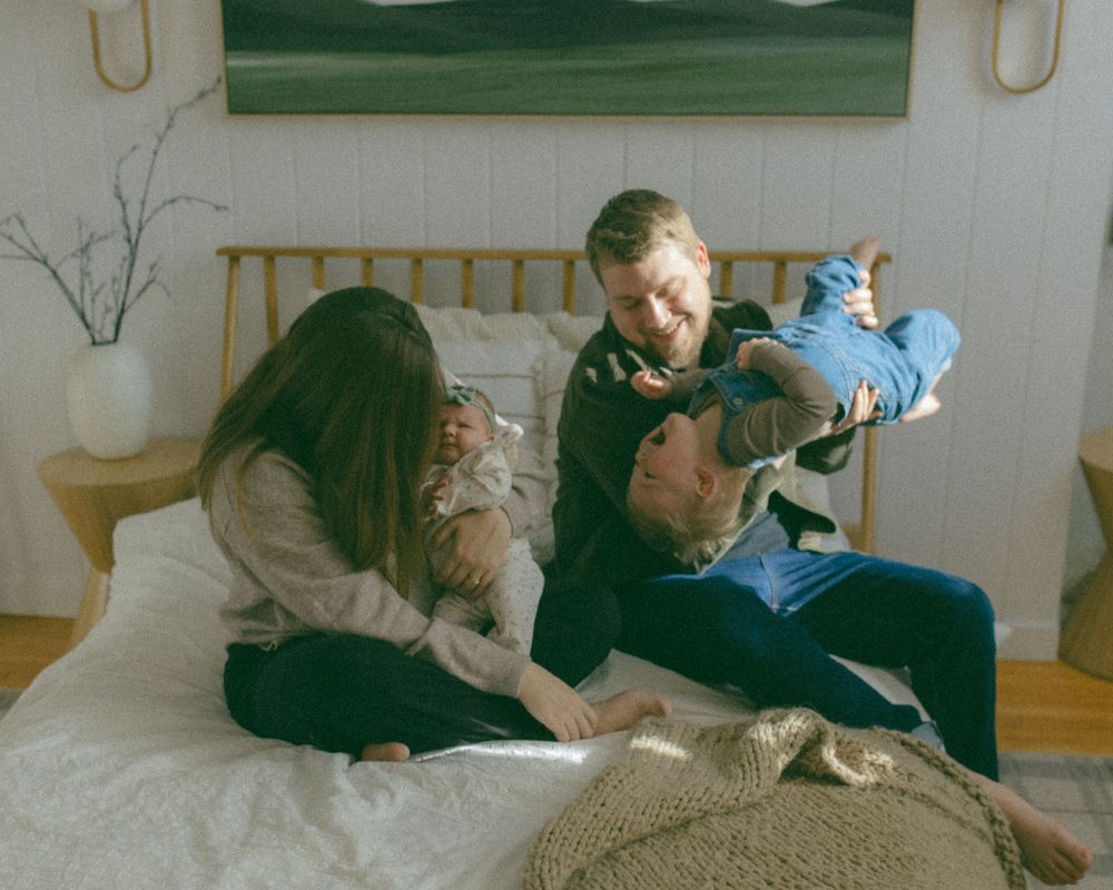 Candid family playtime documented in a series of natural lifestyle photos.