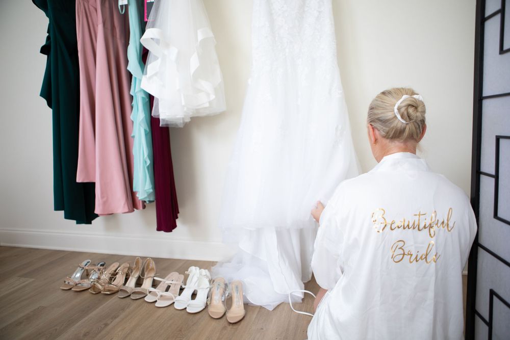 Bride prepping for wedding day