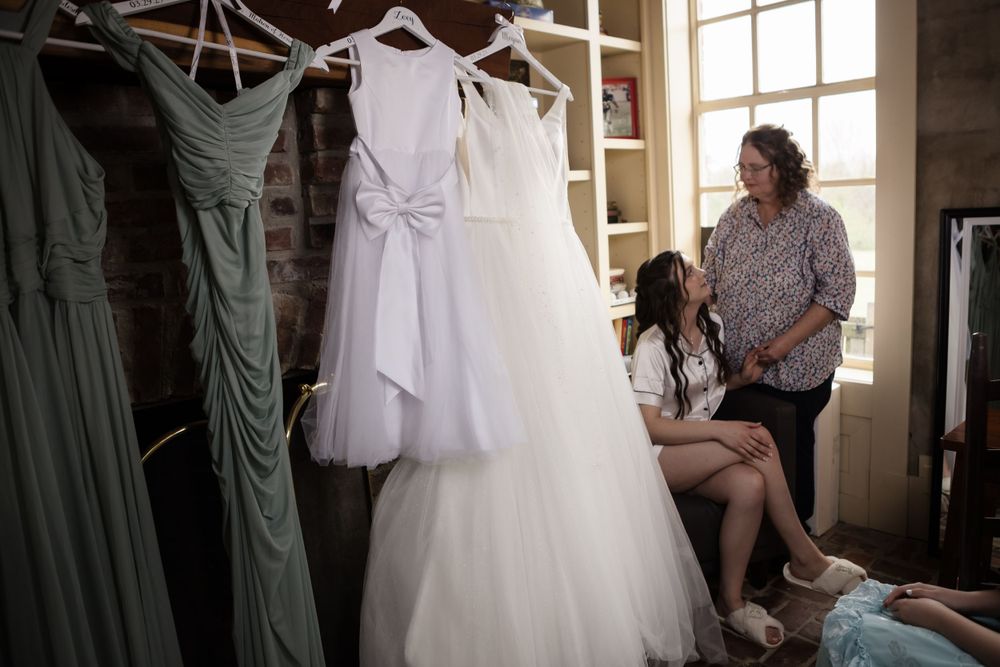 Bride and Mom getting ready.