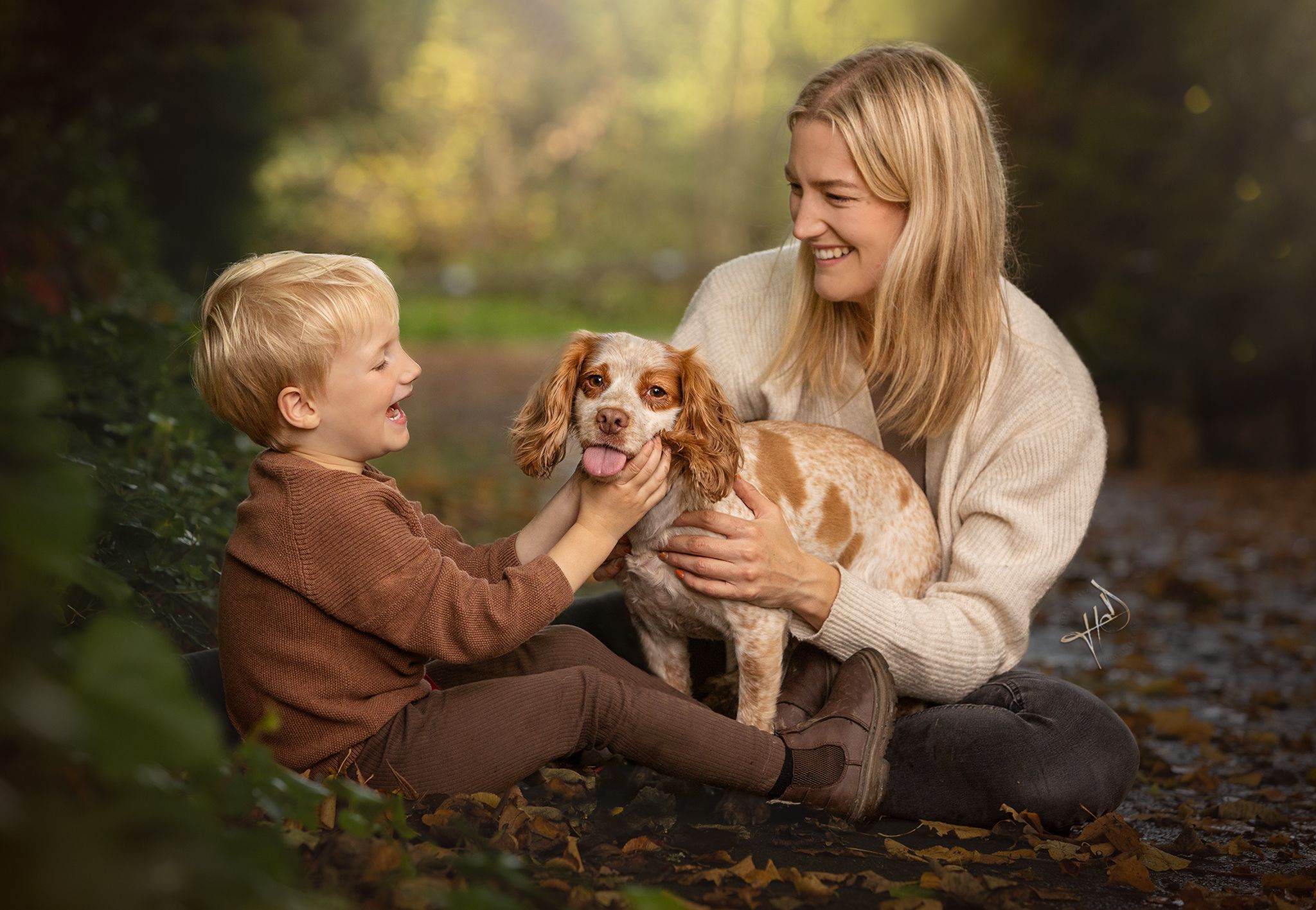 family dog photography, cute spaniel with owners stockport