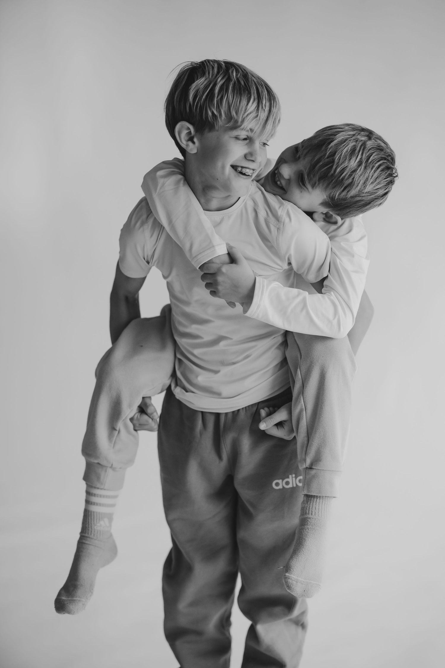 Kids personality portrait in black-and-white at the studio on the alley in Zionsville, Indiana