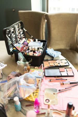 Makeup and beauty products detail wedding photography in Des Moines, Iowa.