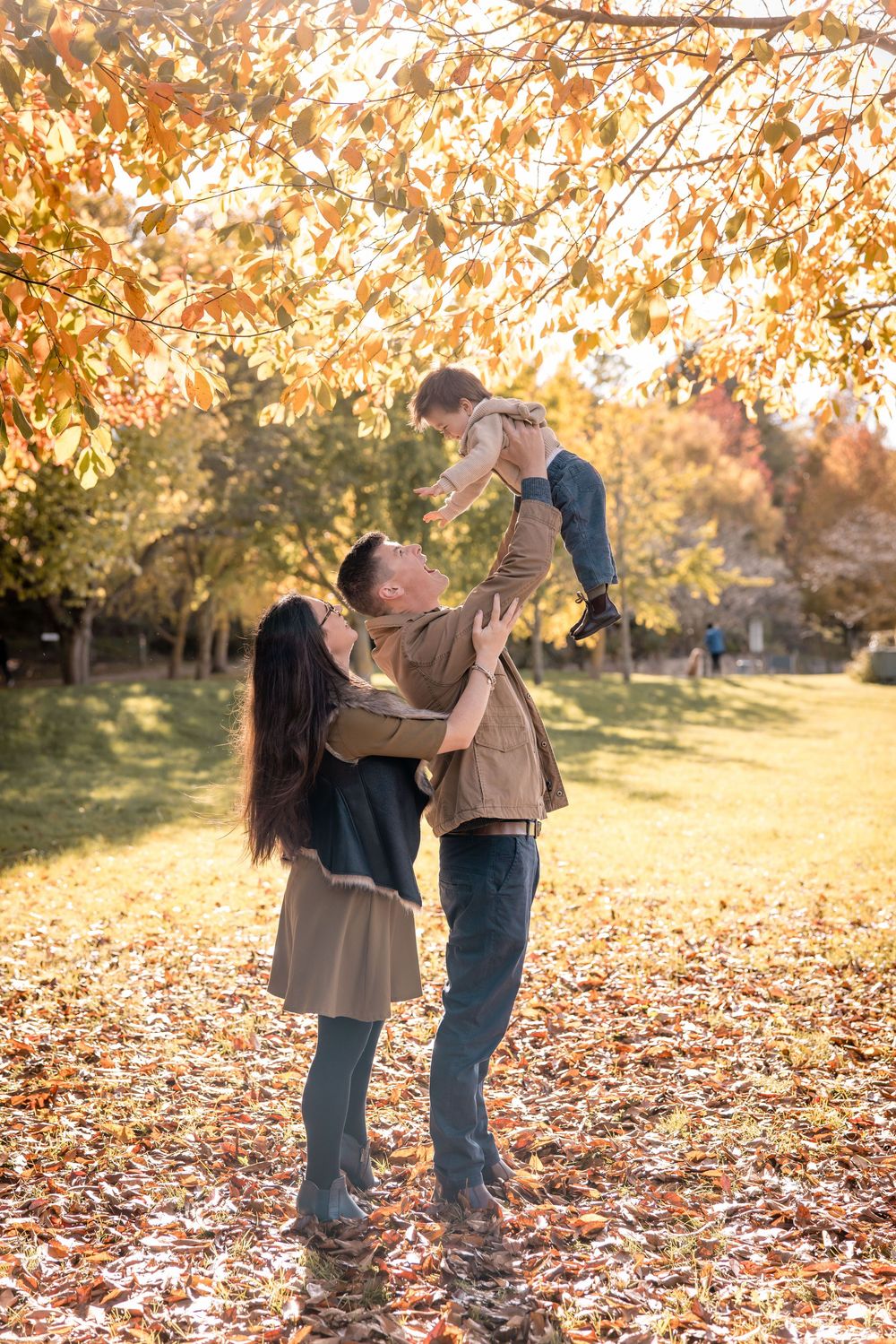 Family photo in Autumn leaves, Dolbel Reserve, Napier