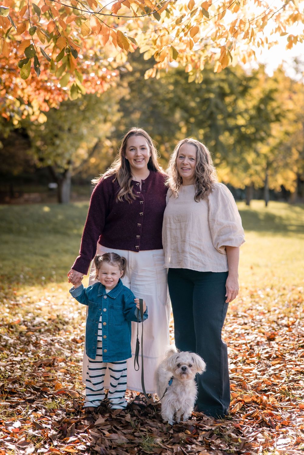 Family photo in Autumn leaves, Dolbel Reserve, Napier