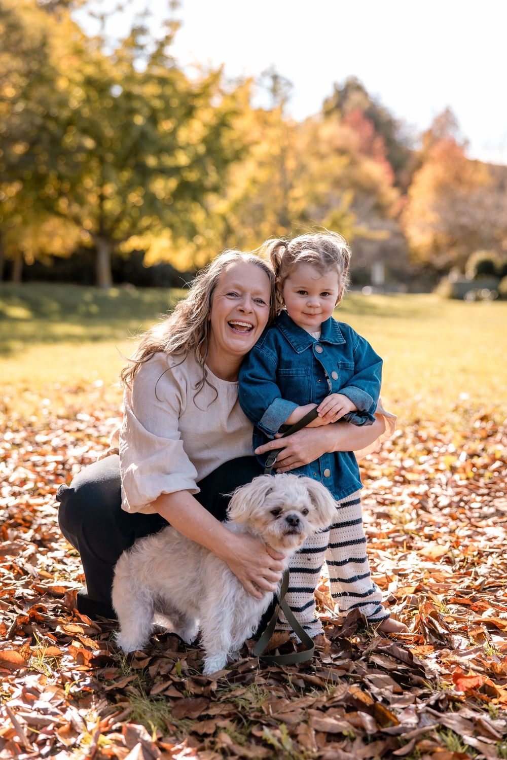 Family photo in Autumn leaves, Dolbel Reserve, Napier