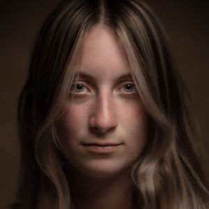 Dark moody portrait series showing different angles and expressions in dramatic lighting.