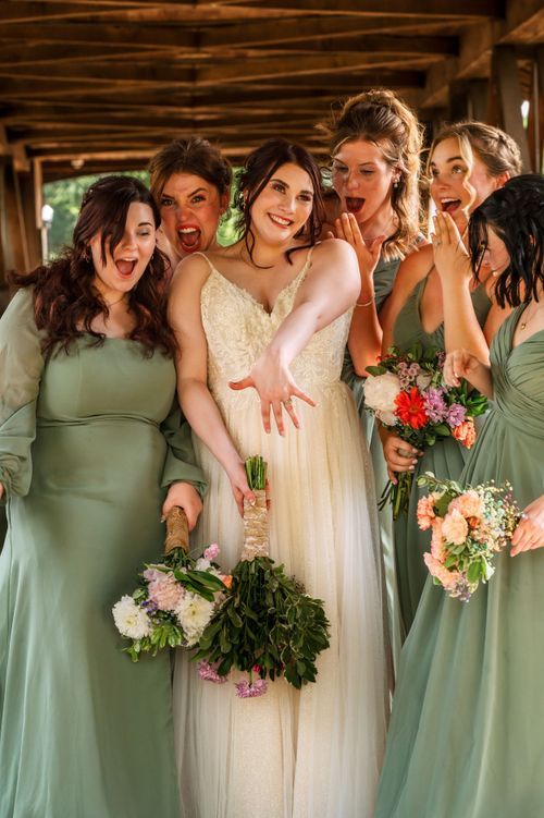 Wedding party posing together outdoors at a West Central Ohio wedding