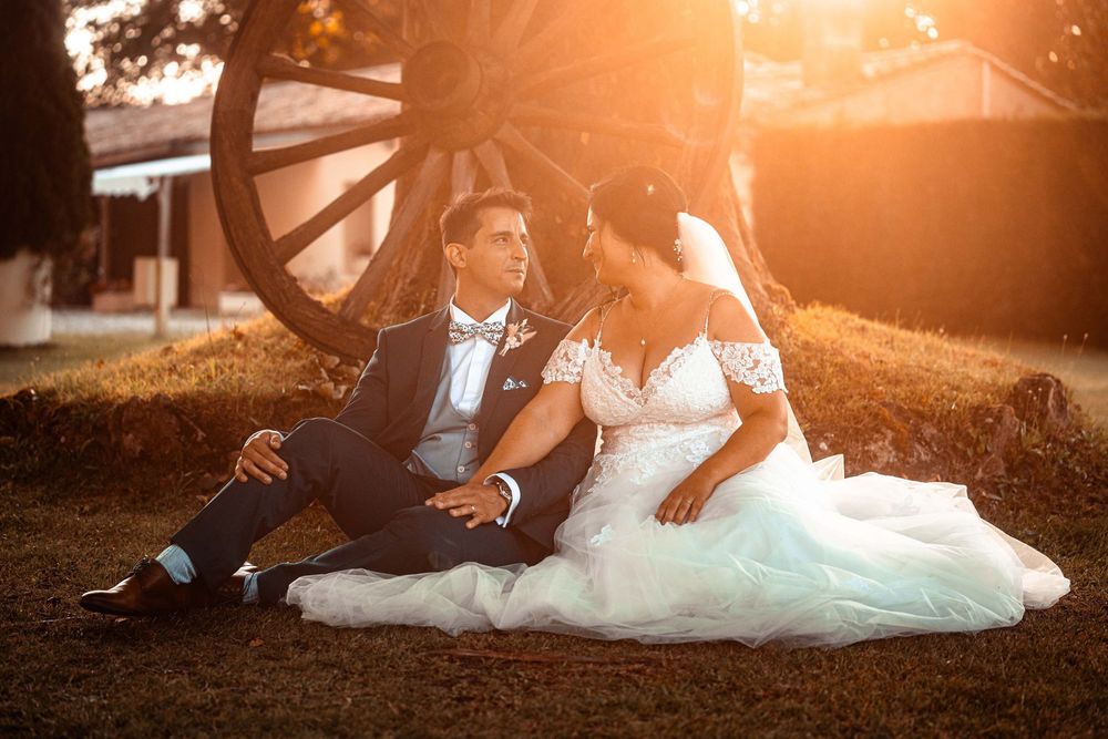 Mariés après leur cérémonie de mariage en Gironde