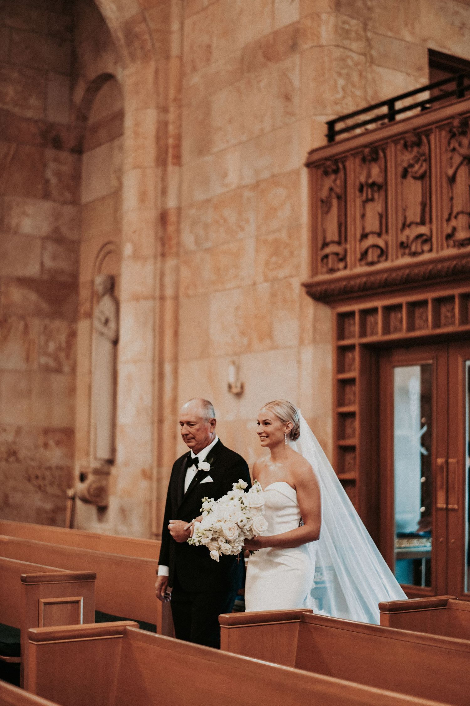 Nicole hugging her dad before walking down the aisle