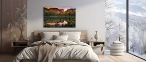Framed Colorado landscape fine art photography displayed in a luxury living room interior