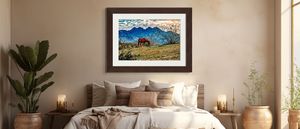 Framed Arizona landscape fine art photography displayed in a luxury living room interior