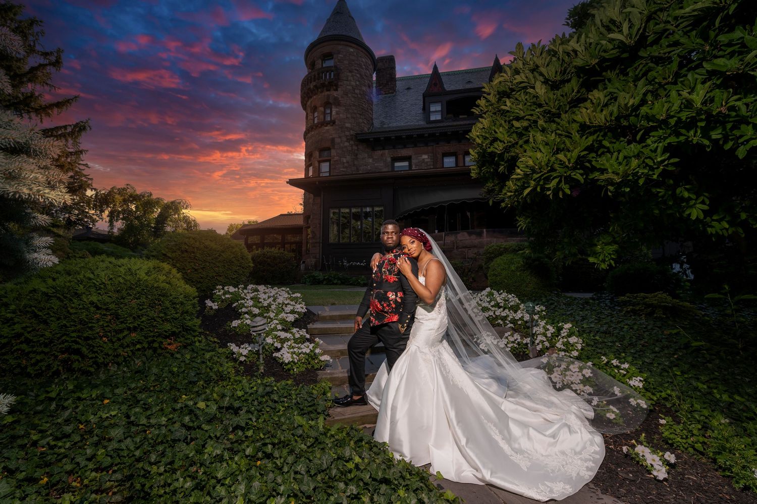 Nigerian wedding couple portrait castle venue outdoor Orlando wedding photographer Weddings by Ray
