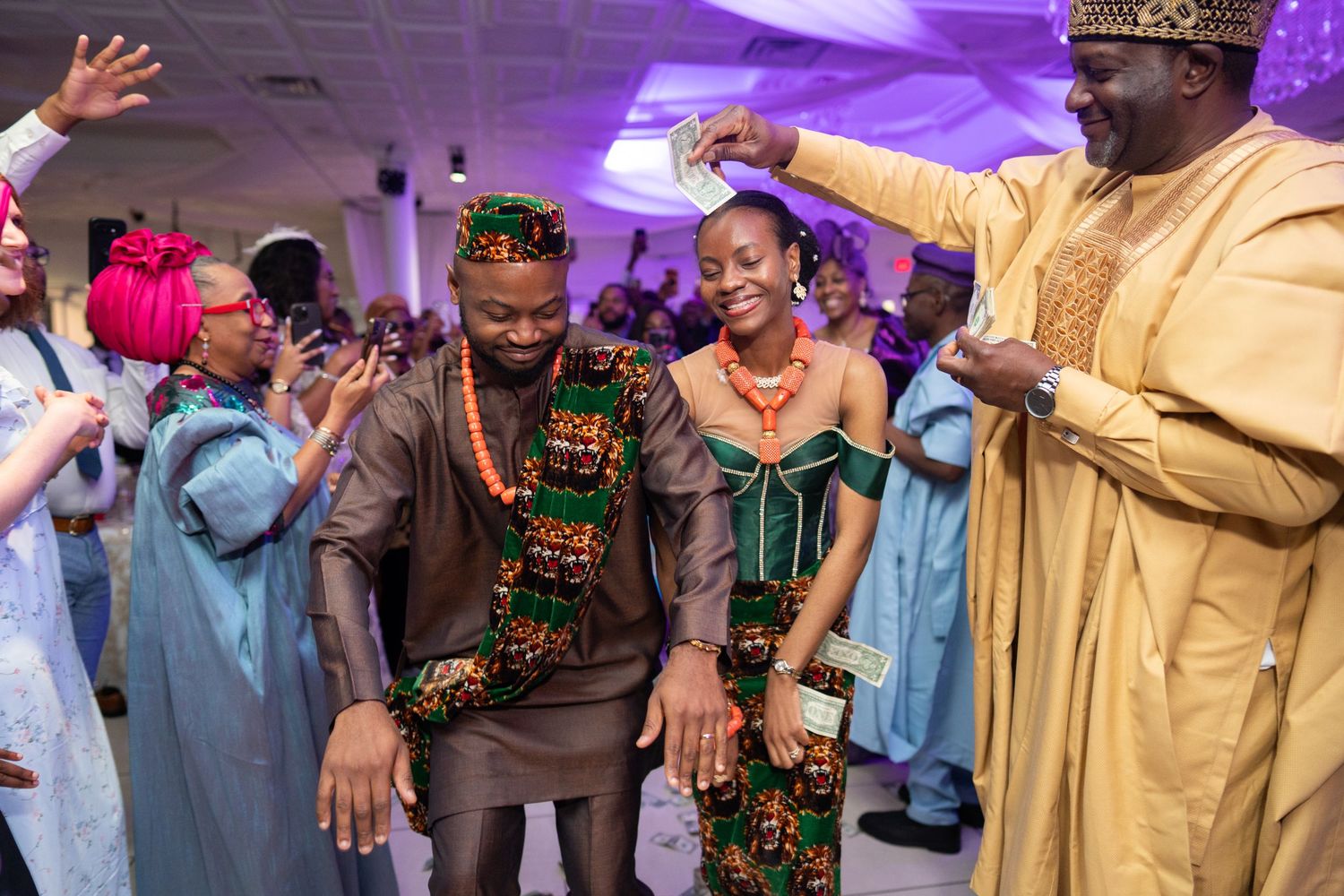 Nigerian wedding guests dancing reception candid photography Central Florida